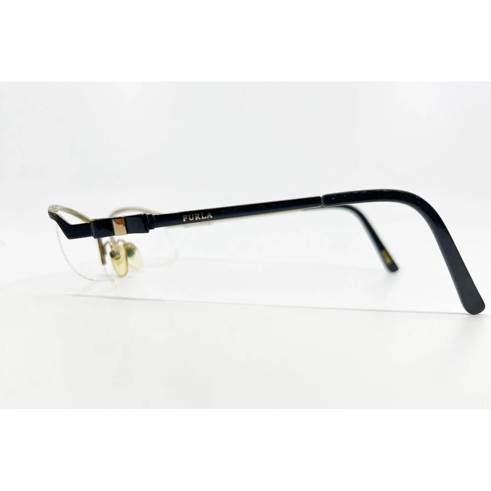 Furla Eyeglasses Womens Black Gold Semi Rimless Scilla VU4269J 135